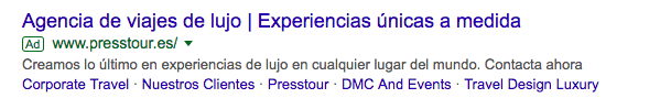 Ejemplo de CTA en un anuncio de Google