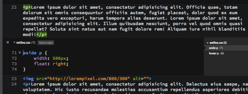 El programa Brackets cuenta con una edición rápida de etiquetas Puedes crear nuevas reglas de CSS desde el código