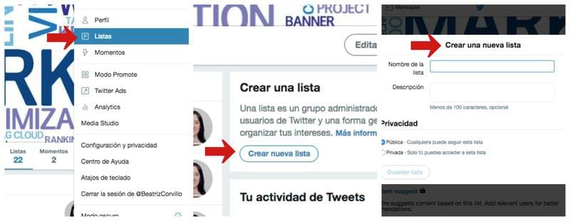 Crear una nueva lista de Twitter en el PC