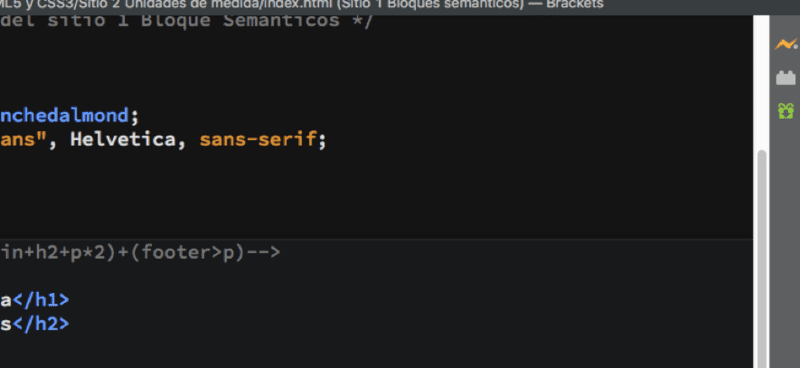 El editor Brackets te permite ver una vista a tiempo real de todos los cambios en el HTML o CSS Vista previa dinámica en el programa de Brackets